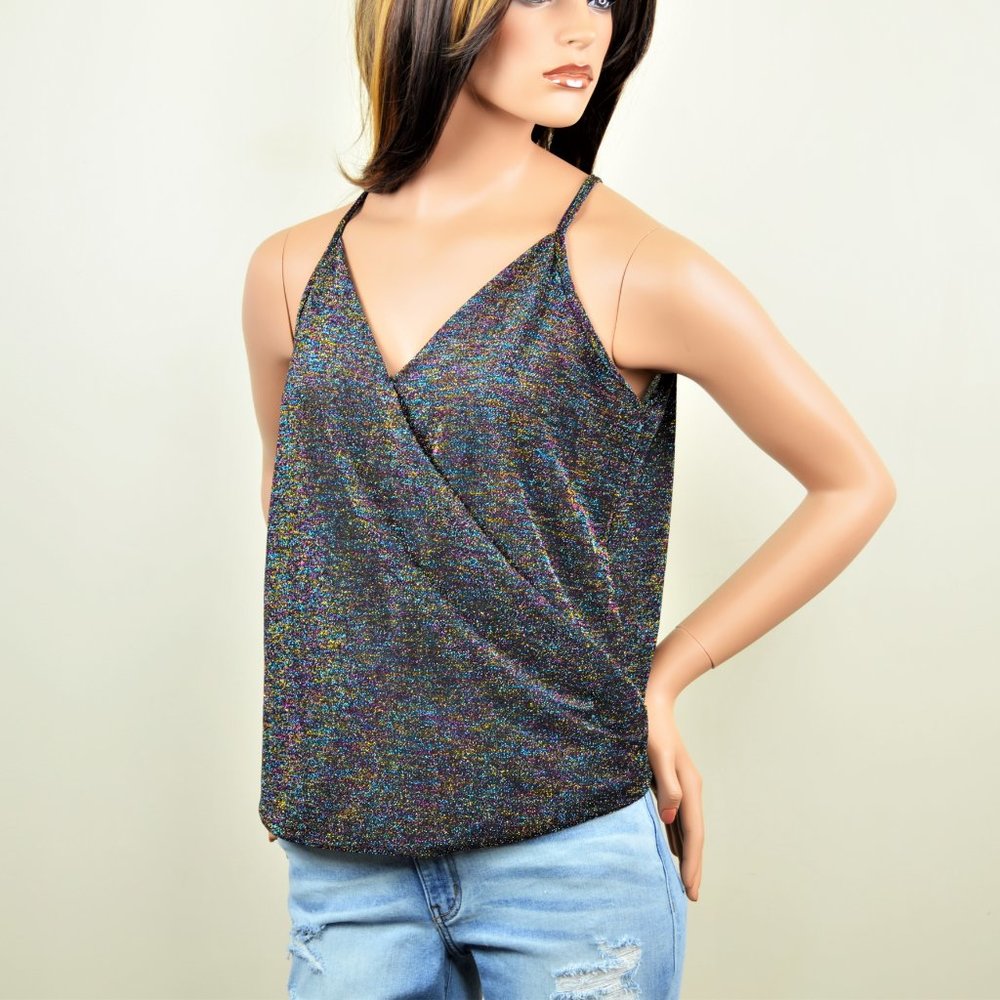 New! Kim & Cami  Rainbow Drape Front Surplice Tank - Picture 6 of 6